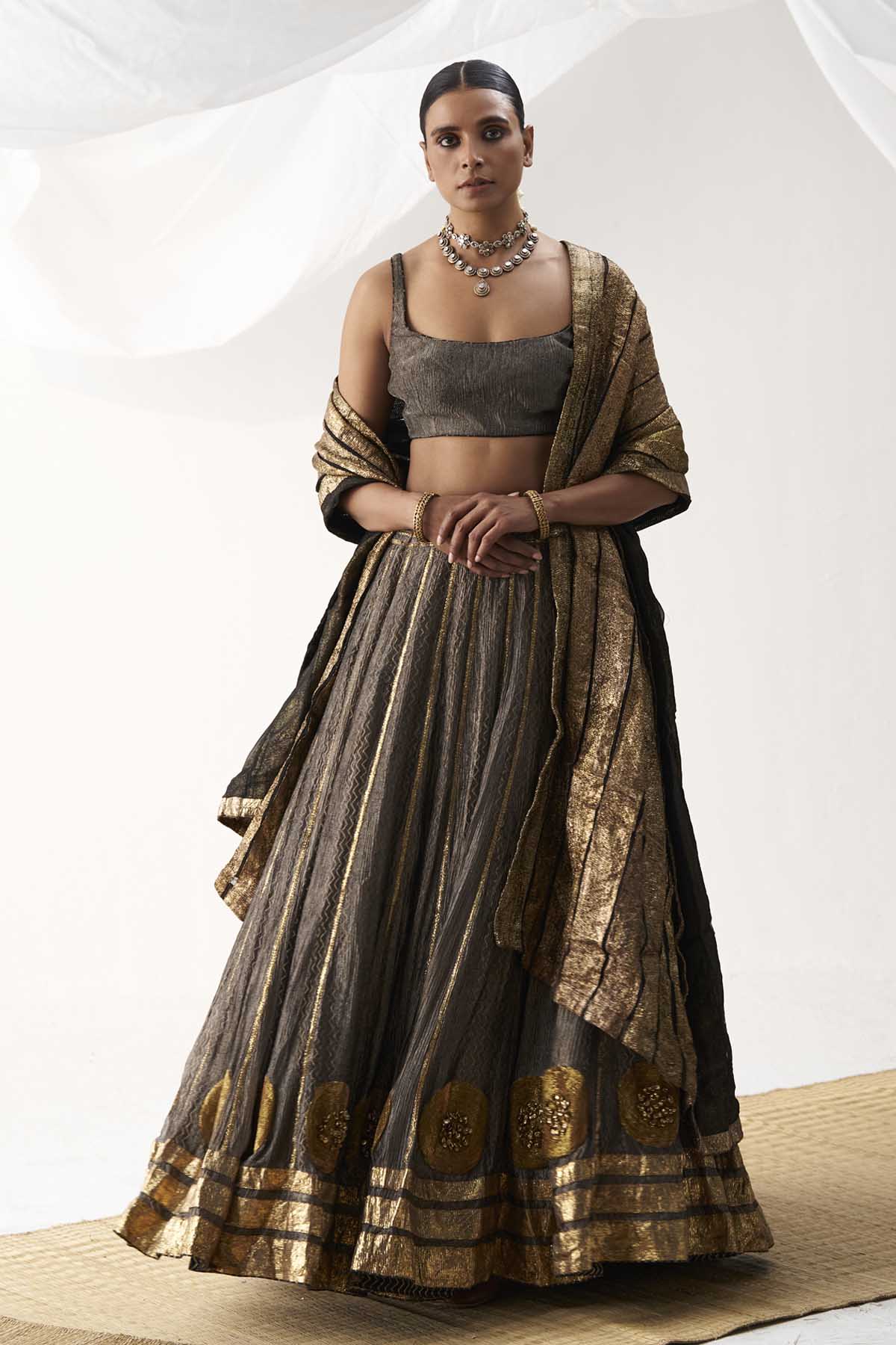 Buy ITRH, Designer Dot Embroidered Lehenga Set Online